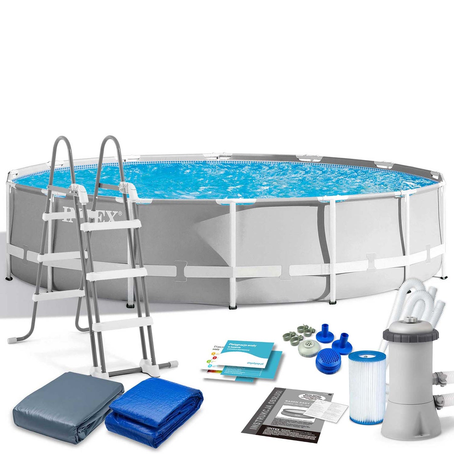 INTEX Grey Prism Frame Pool For Kids 14ft x 3ft 6in