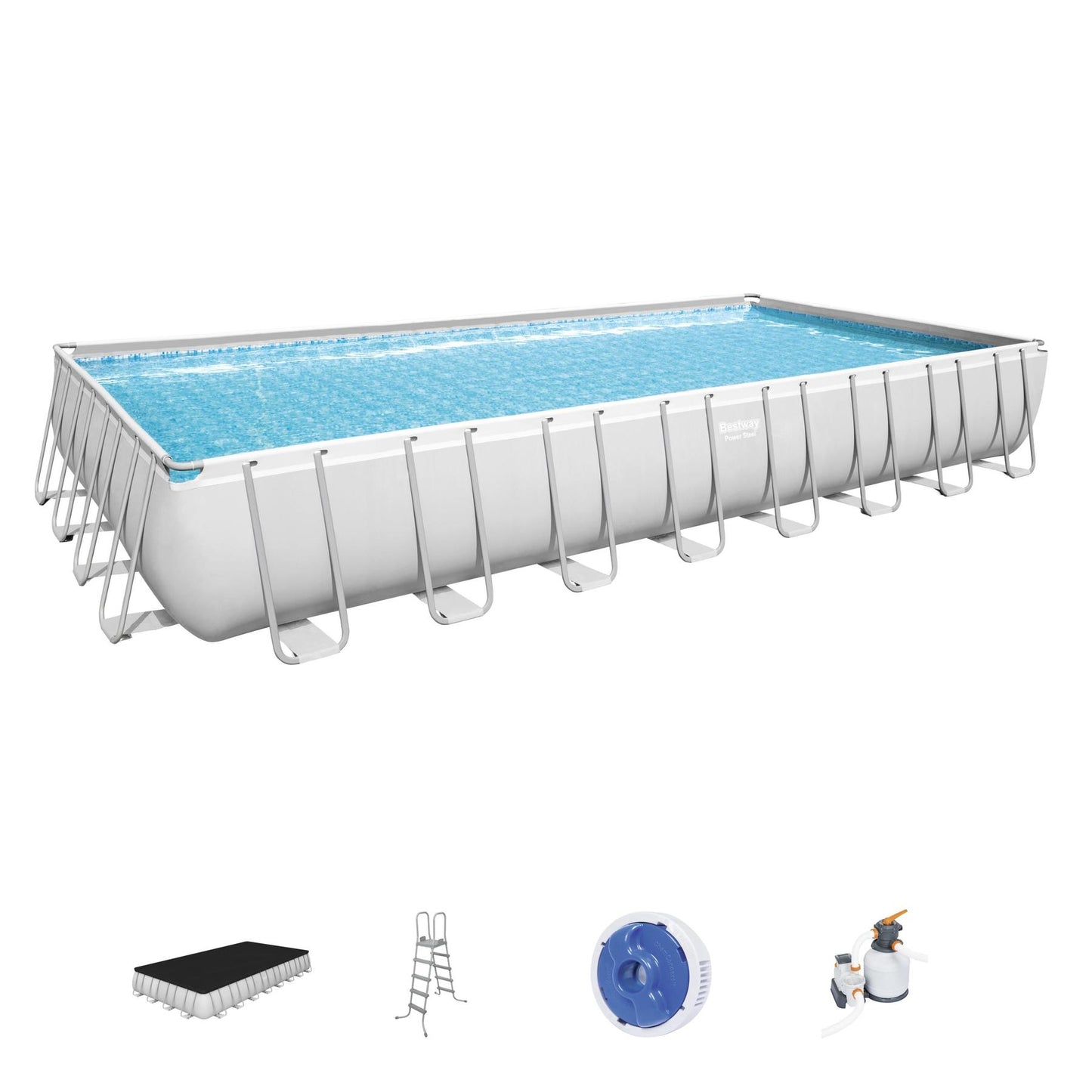 BESTWAY Rectangular Steel Frame Swimming Pool 31ft 4in x 16ft x 4ft 4in