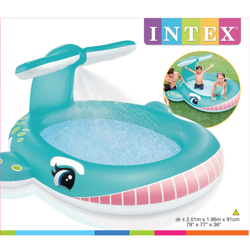 INTEX Whale Spray Pool For Babies 6ft 7in x 6ft 5in x 3ft (7in Depth)
