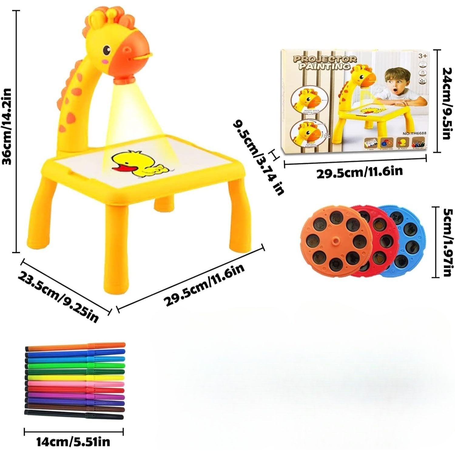 Giraffe Projector Painting Table | LED Projecting Drawing At Table For Kids