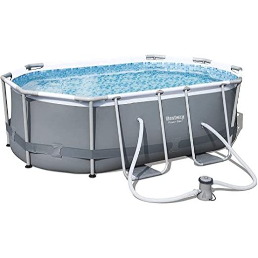 BESTWAY Power Steel Rectangular Off Earth Swimming Pool 13ft 6in x 6ft 7in x 4ft