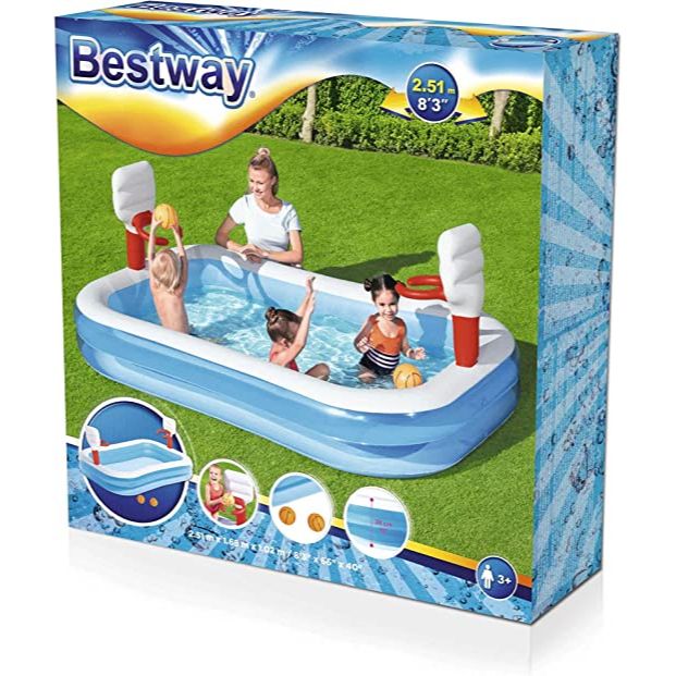 BESTWAY Basketball Play Above Ground Pool For Kids 8ft 3in x 5ft 6in x 3ft 6in