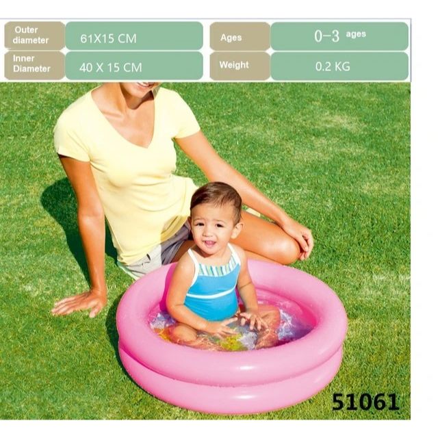 BESTWAY Paddling Round 2 Ring Kids Pool 2ft x 6in