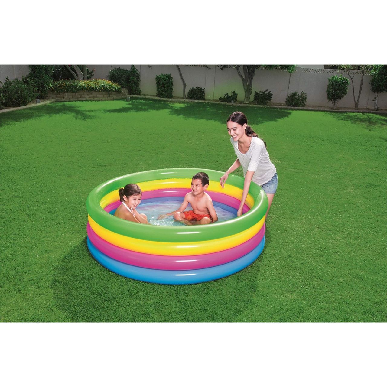BESTWAY Multicolor 4-ring rainbow Swimming Pool for kids 5ft 1in x 1ft 5in