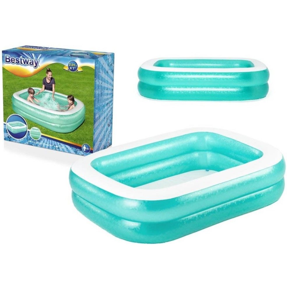 BESTWAY Inflatable Rectangular Family Pool 6ft 7in x 4ft 9.5in x 1ft 7in