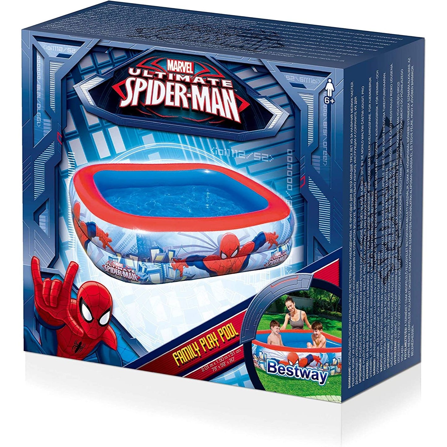 BESTWAY Spider Man Pool Of Soft Edges For Kids 6ft 7in x 4ft 9.5in x 1ft 7in