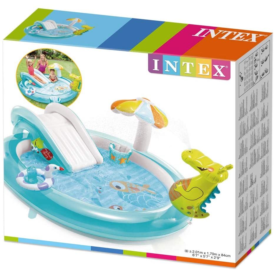 INTEX Gator Fun Pool For Kids 6ft 7in x 5ft 7in x 2ft 9in (5.5in Depth)