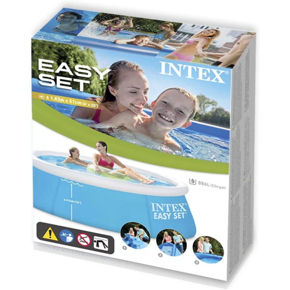 INTEX Swimming Easy Set Pool For Kids 6ft x 1ft 8in