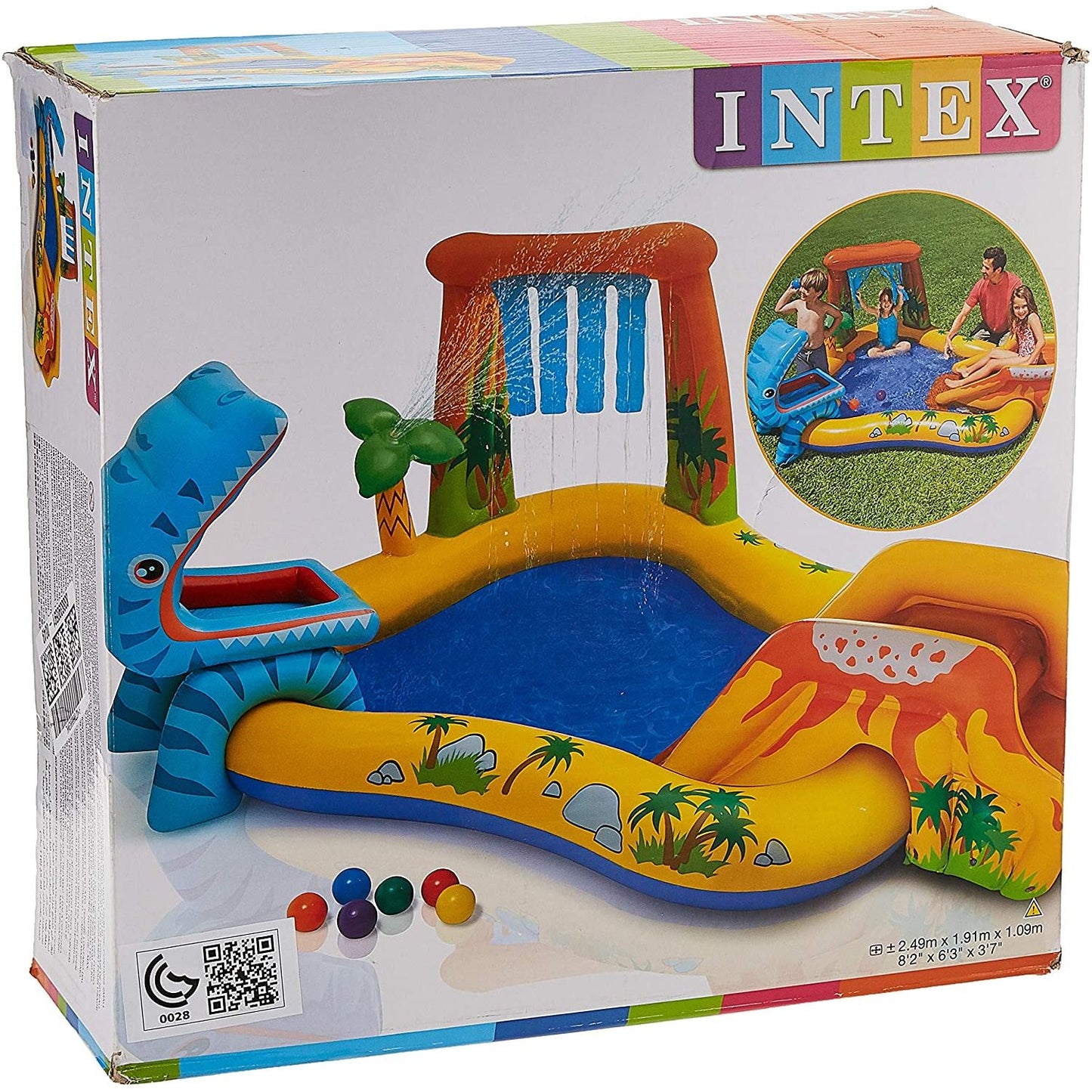 INTEX Dino Play Pool For Children 8ft 2in X 6ft 3in X 3ft 7in (1ft Depth)