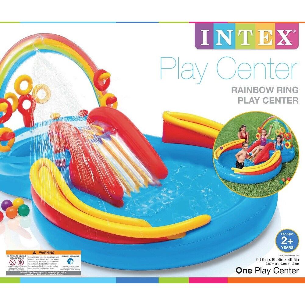 INTEX Rainbow Play Pool Centre For Kids 9ft 9in x 6ft 4in x 4ft 5in (1ft Depth)