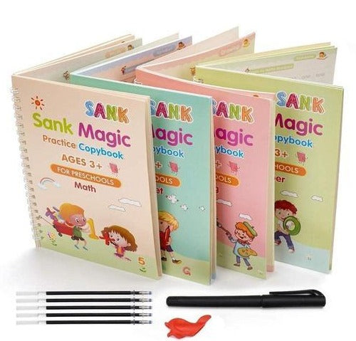 Magic Reusable Four Practice Copybooks With Markers