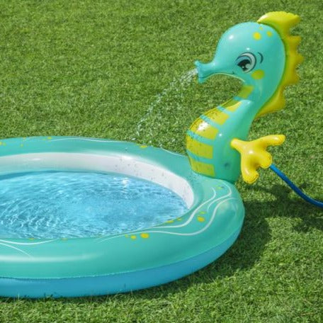 BESTWAY Seahorse Sprinkle Inflatable Pool For Kids 6ft 2in x 5ft 3in x 2ft 10in (6in Depth)