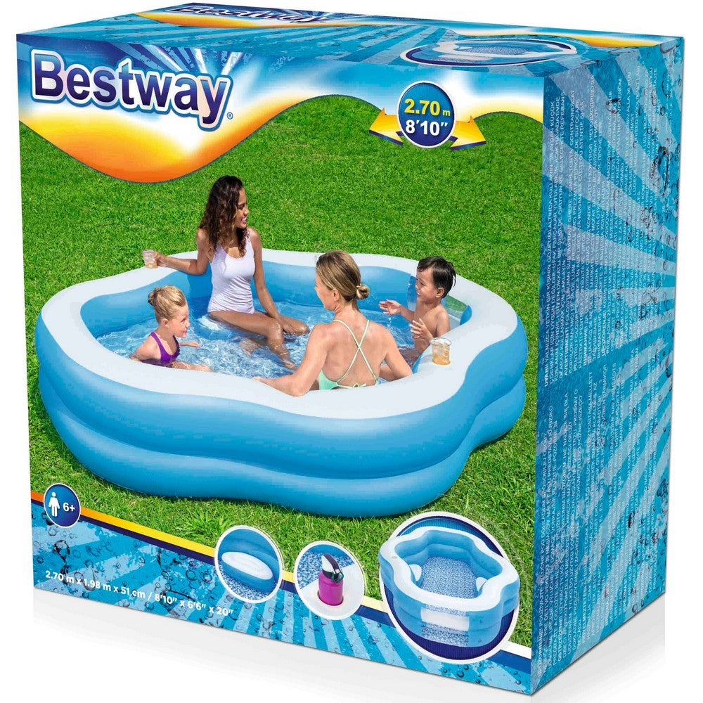 BESTWAY Splash View Family Pool with Pool Seat 8ft 10in x 6ft 6in x 1ft 8in