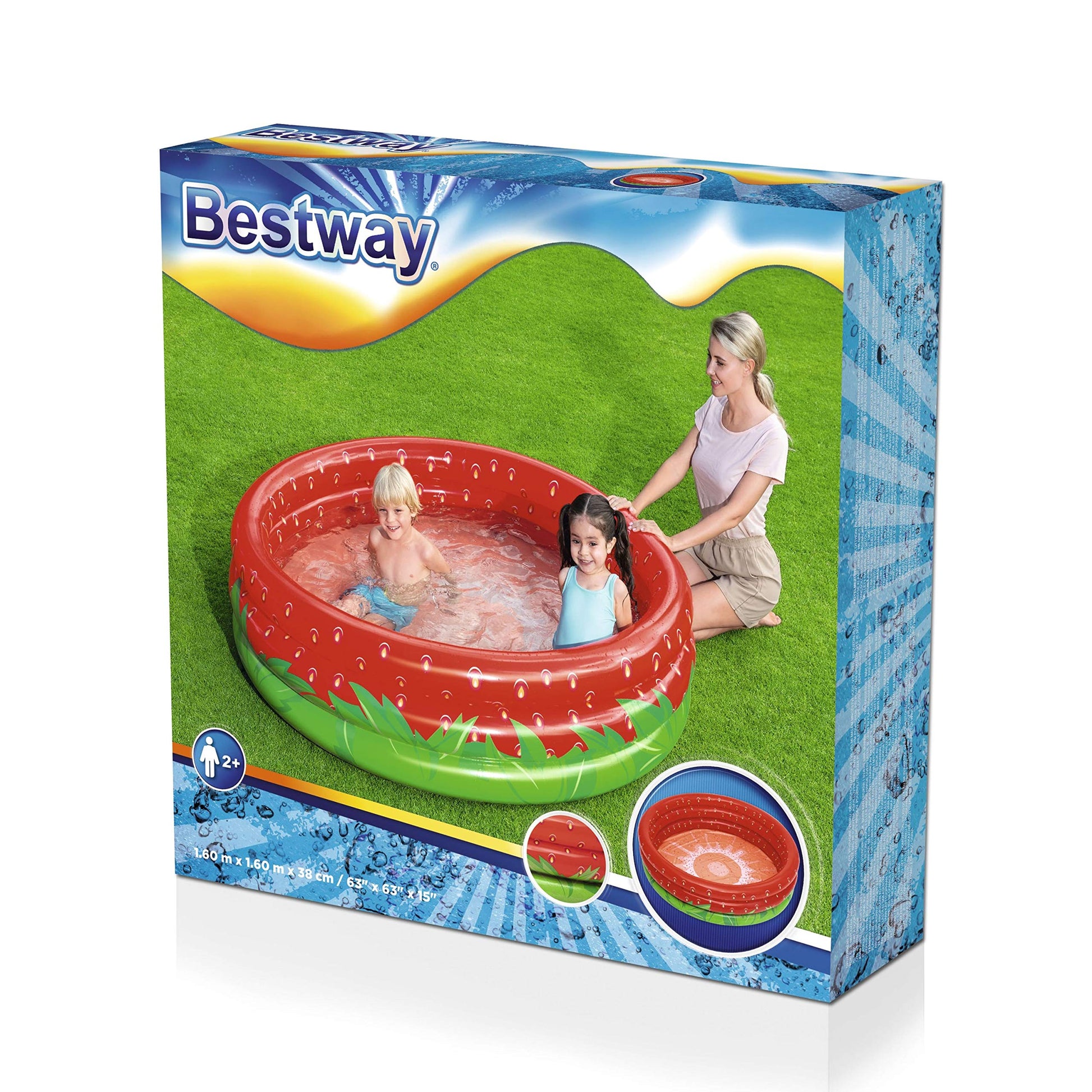 BESTWAY Sweet Strawberry Easy Setup Pool for kids 5ft 6in x 1ft 3in
