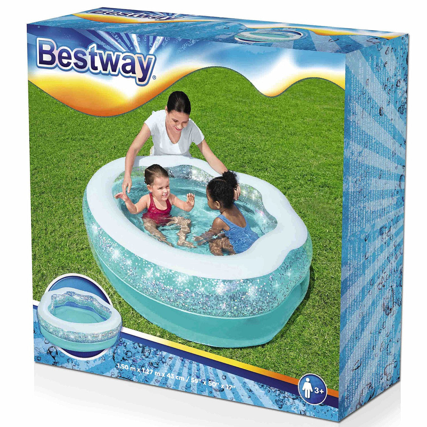 BESTWAY Sparkle Shell Kiddie Pool 4ft 11in x 4ft 2in x 1ft 5in