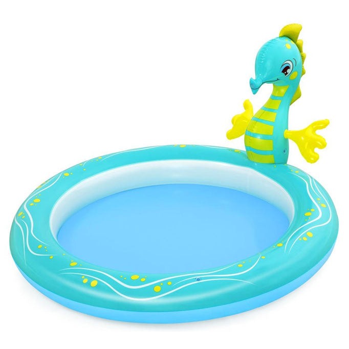 BESTWAY Seahorse Sprinkle Inflatable Pool For Kids 6ft 2in x 5ft 3in x 2ft 10in (6in Depth)