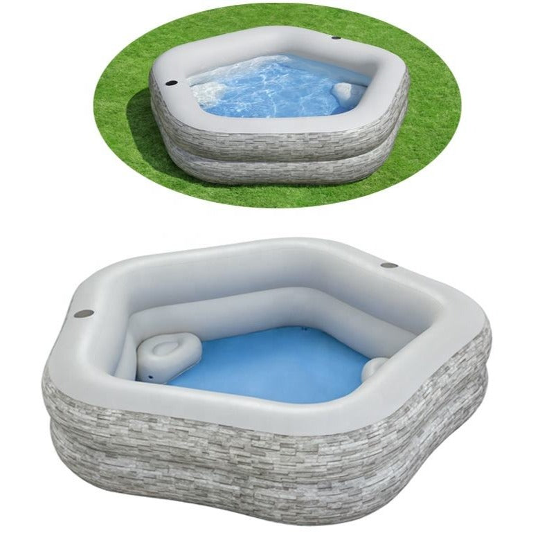 BESTWAY TruPrint Stone Family Swimming Pool 7ft x 6ft 9in x 1ft 9in