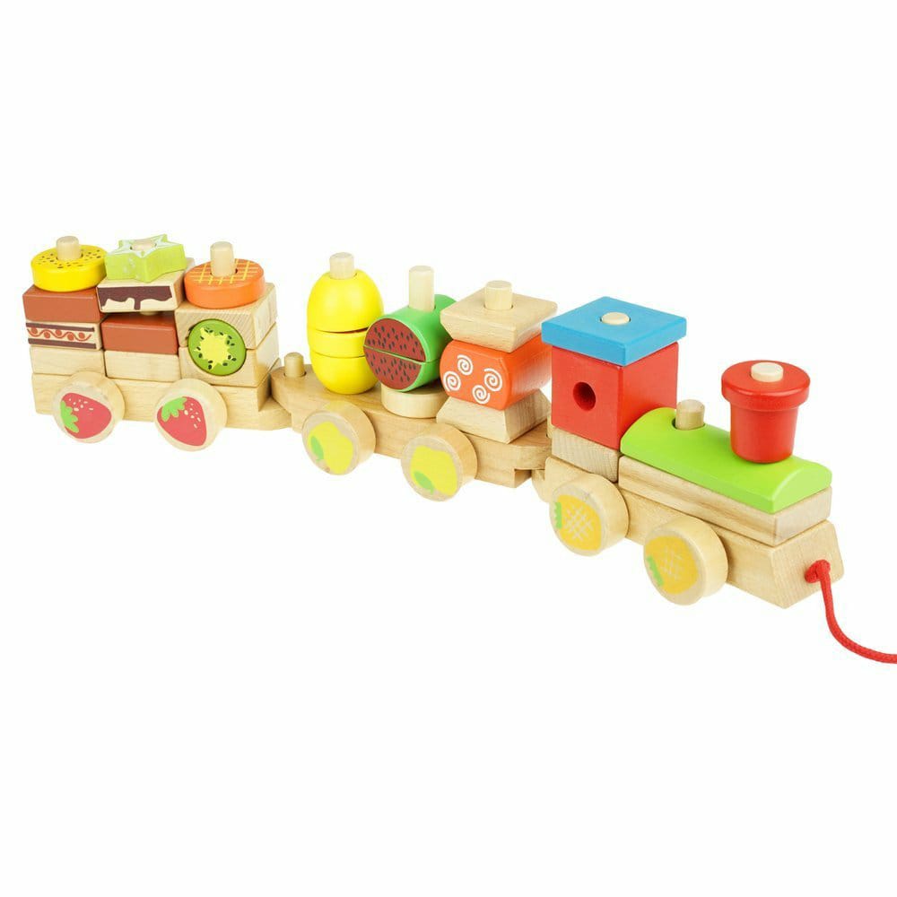 Wooden Train Fruit Blocks 30 Pcs Educational Toy