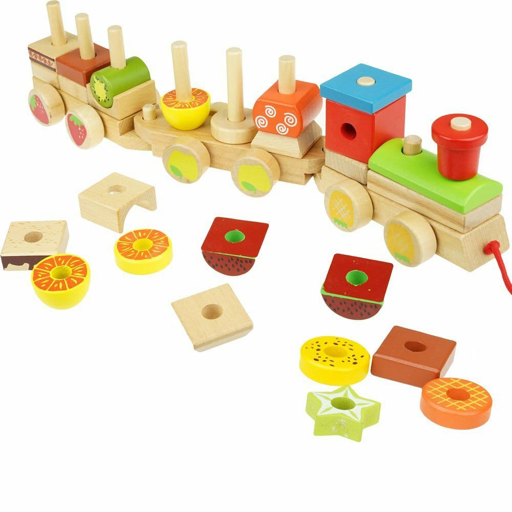 Wooden Train Fruit Blocks 30 Pcs Educational Toy