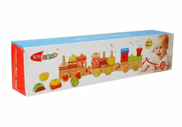Wooden Train Fruit Blocks 30 Pcs Educational Toy