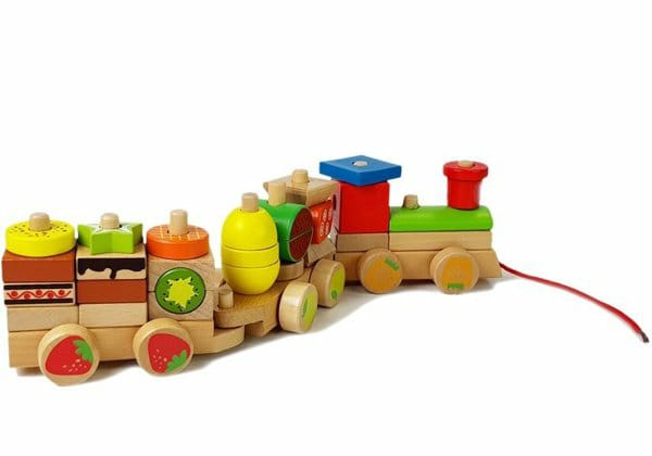Wooden Train Fruit Blocks 30 Pcs Educational Toy