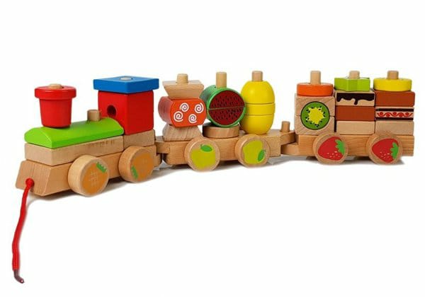 Wooden Train Fruit Blocks 30 Pcs Educational Toy