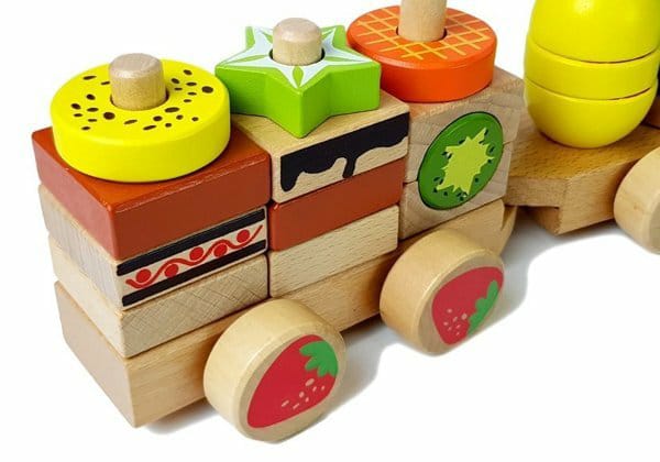 Wooden Train Fruit Blocks 30 Pcs Educational Toy