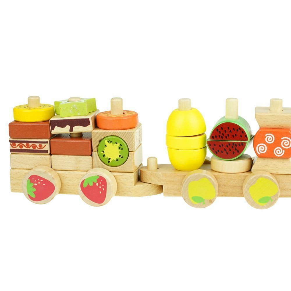 Wooden Train Fruit Blocks 30 Pcs Educational Toy