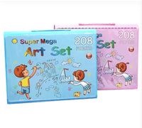 208Pcs Super Mega Art & Drawing Set | Cool Color & Paint Kit For Kids