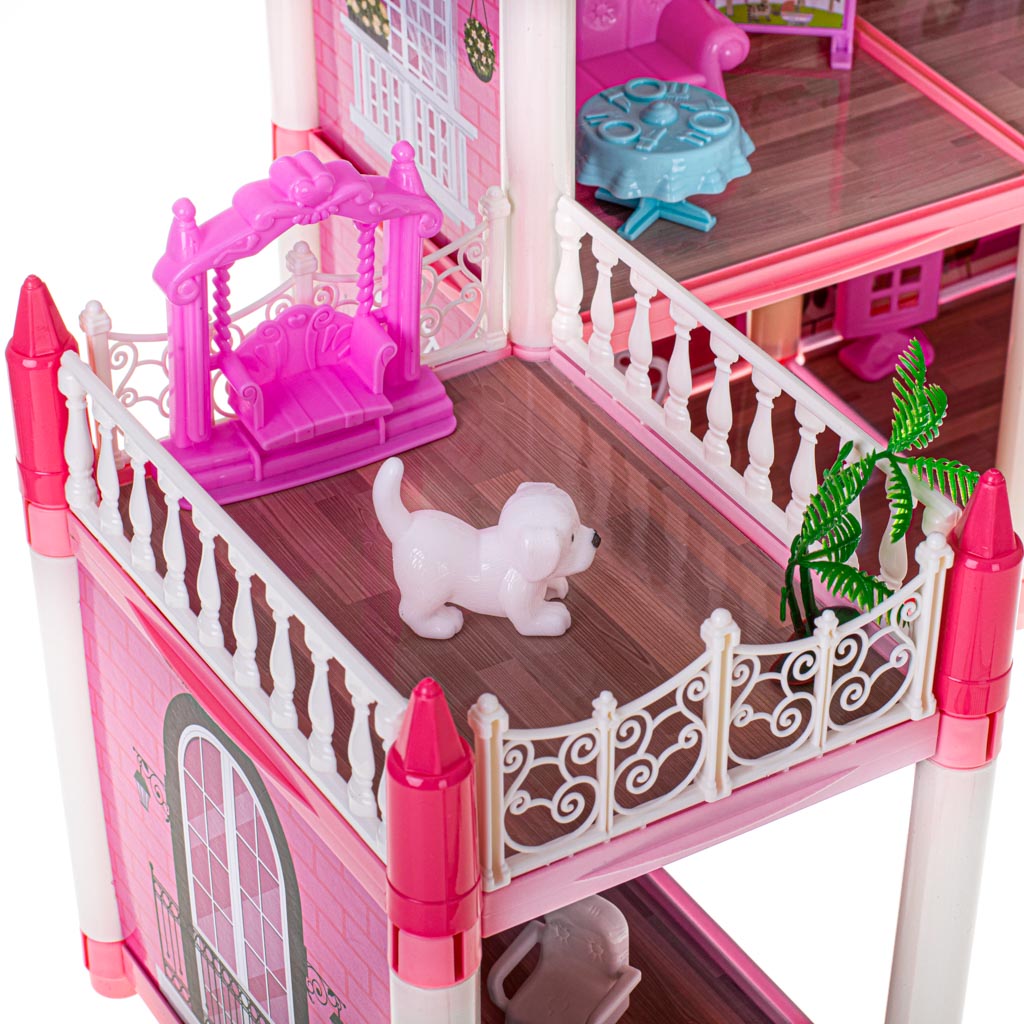 Happy Childhood 4 Story & 11 Room Doll House Playset For Girls