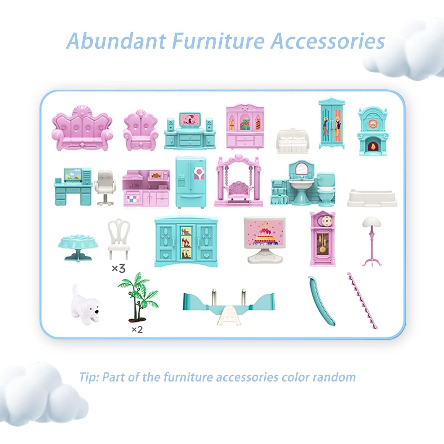 9 Rooms Princess Doll House | 3 Story DIY Play Set for Kids