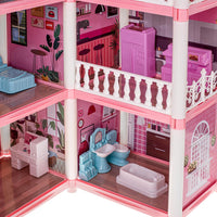Happy Childhood 4 Story & 11 Room Doll House Playset For Girls