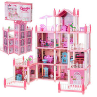 Happy Childhood 4 Story & 11 Room Doll House Playset For Girls