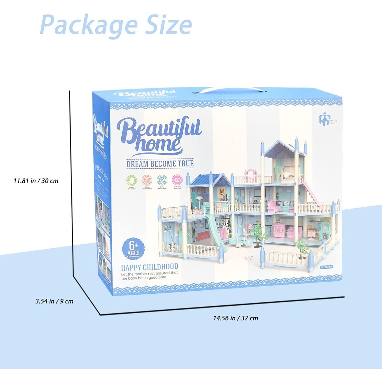 9 Rooms Princess Doll House | 3 Story DIY Play Set for Kids