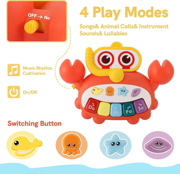 Huanger Crab-Themed Animal Sounds Piano Keyboard