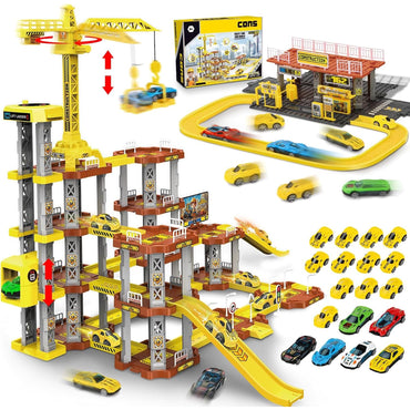 LumenVela 203 Pcs DIY Car Parking Lot & Track Set