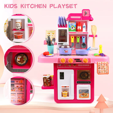 42 Pcs Kitchen Set | Interactive Pink Kitchen Playset For Kids