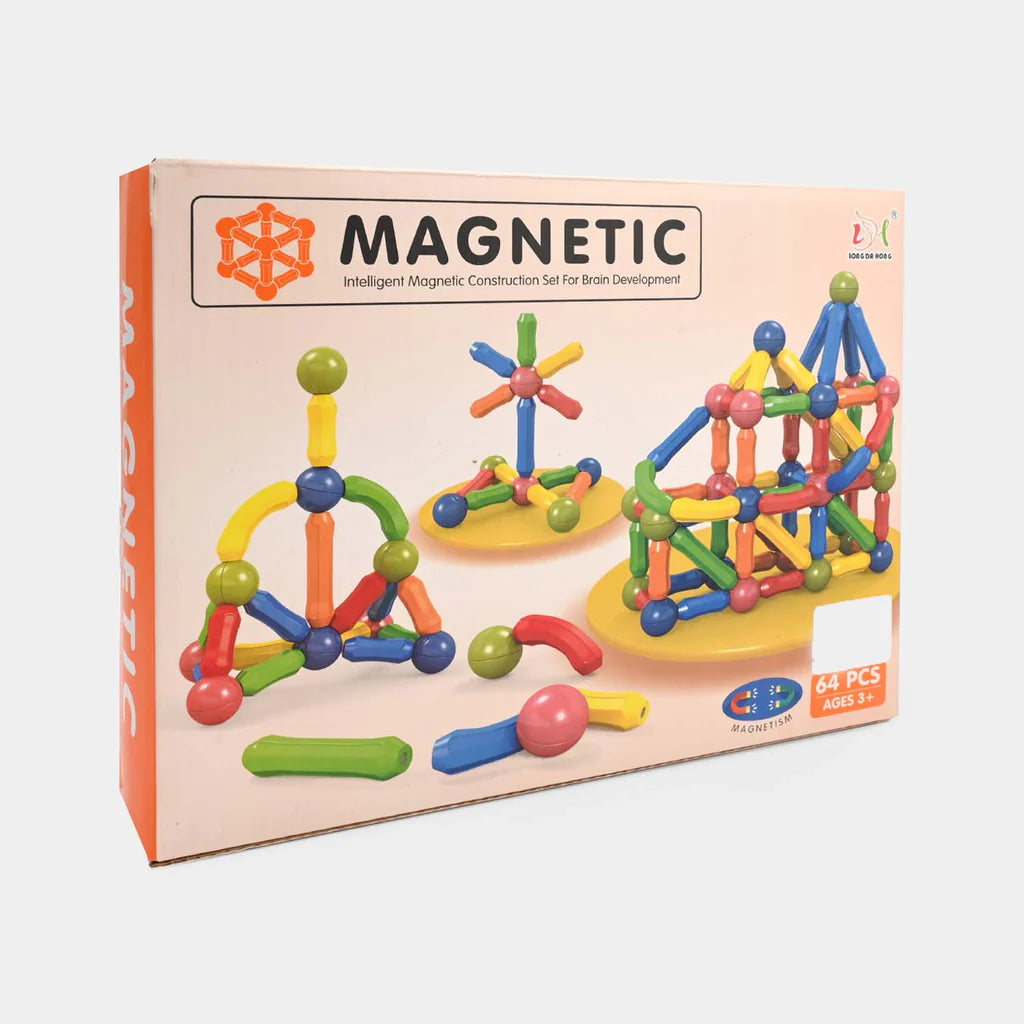 64-Piece Magnetic Rod and Balls Construction Set