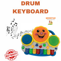 2-in-1 Kids Drum Set & Piano with Lights & Sounds