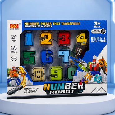 10-Piece Transforming Number Robot Set (0–9)