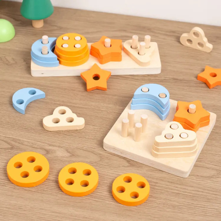Set Shape Toy Four Sets Of Columns | Shape Sorter Wooden Toy – The Toy Factory