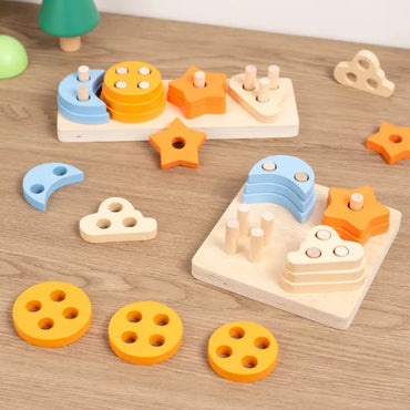 Four Sets Of Columns | Shape Sorter Wooden Toy