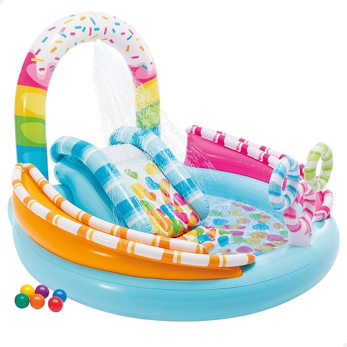 Intex Inflatable Candy Themed Pool For Kids 5ft 5in x 5ft 5in x 4ft