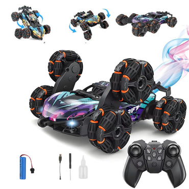 High Speed 2.4GHz Remote Control 6-Wheel Drift Car with 360° Rotation, Steam Effects, Lightning LEDs & Rechargeable Battery