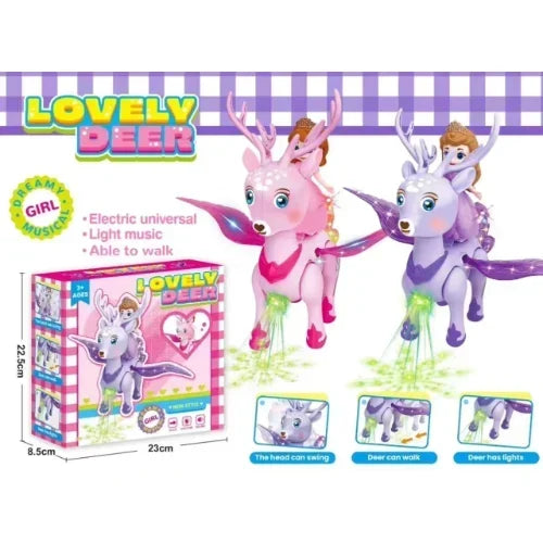 Lovely Deer Musical Walking Toy with LED Lights