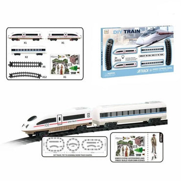 DIY 28 Pcs Railway Train Set With Power Batteries & Realistic Sound Effects
