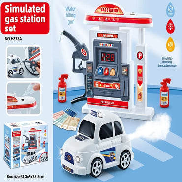 Simulated Gas Station Playset With Car for Kids