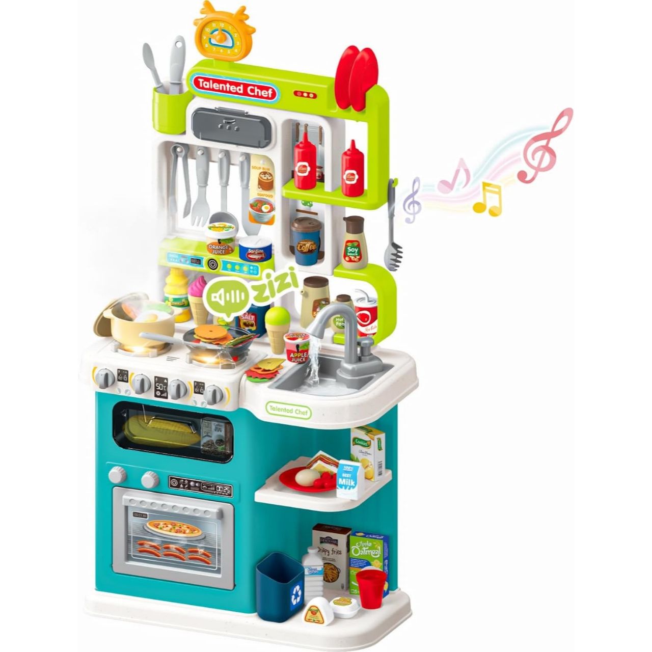 95Pcs Kitchen Playset With Steam & Lightning Effect | Pretend Play Toy | Talented Chef