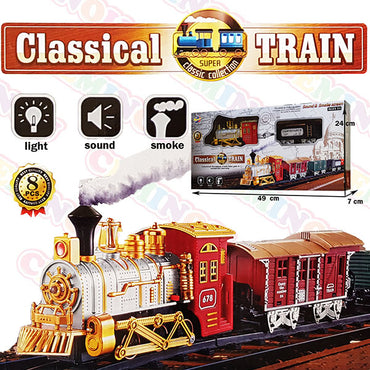 Classic Train Track | Electric Train Toy | Train Station With Decorations