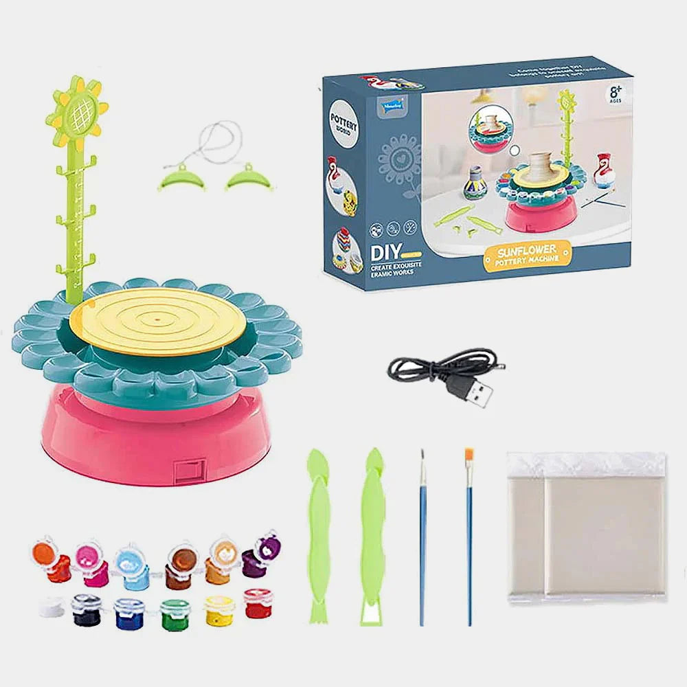 Children's Pottery Wheel Kit with Air-Dry Clay